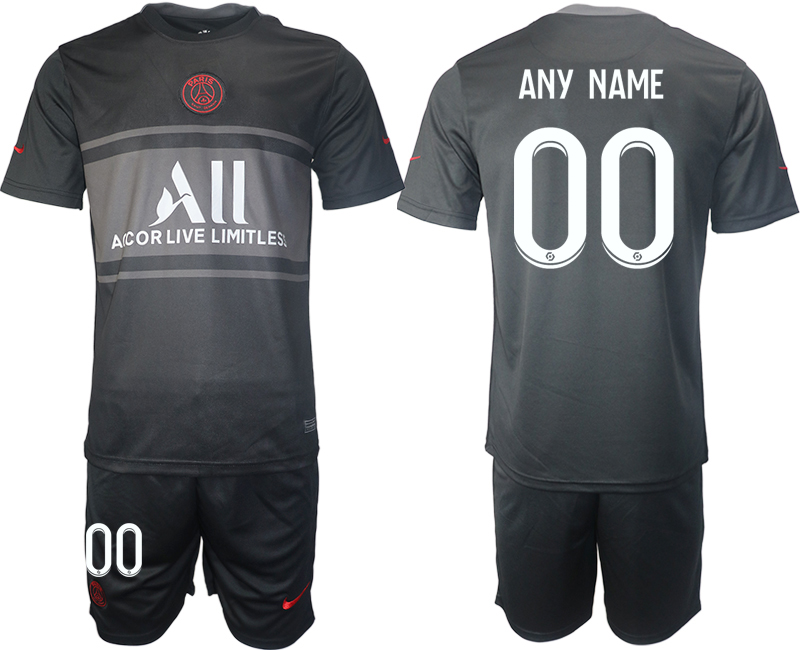 Men 2021-2022 Club Paris St German Second away black customized Soccer Jersey->customized soccer jersey->Custom Jersey